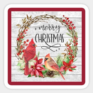 Cardinal Christmas Wreath A Sticker